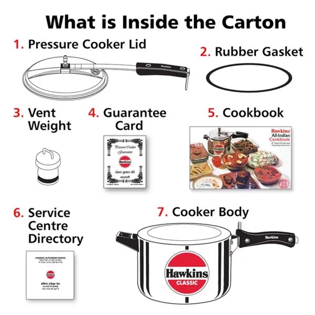 Hawkins Classic Aluminium Inner Lid Pressure Cooker - Bakelite Handle, Silver, CL50, 5 l-3.webp